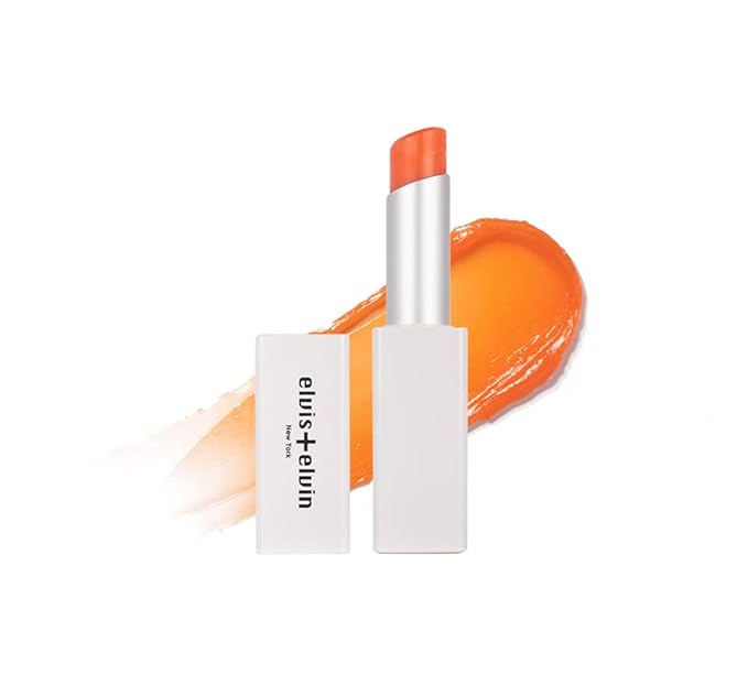 elvis+elvin Tsubaki Tinted Hydrating Lip Balm, Long Lasting Treatment, Lip Repair for Dry, Moisturizing Lip Care, Lip Care Essentials, many colors, 0.11oz (480 Tangerine)