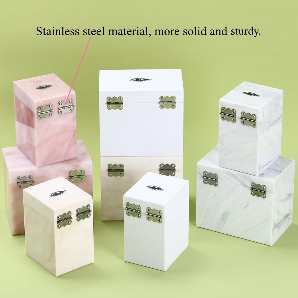 10 Layers Acrylic Eyelash Storage Box, Makeup Eyelashes Extension Close-Packed Display with 10 Pallets, Grafting False Eyelashes Glue Pallet Holder Display Organizer (Marble Pink)