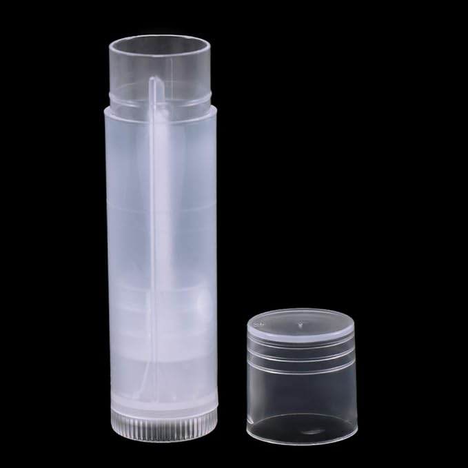 50Pcs 5ml Translucent Lipstick Cosmetic Empty Lip Gloss Lipstick Containers,Cosmetic Containers Sale Lip Balm Tubes Empty Hot Transparent Plastic Refill Lip Balm Tube with Cap