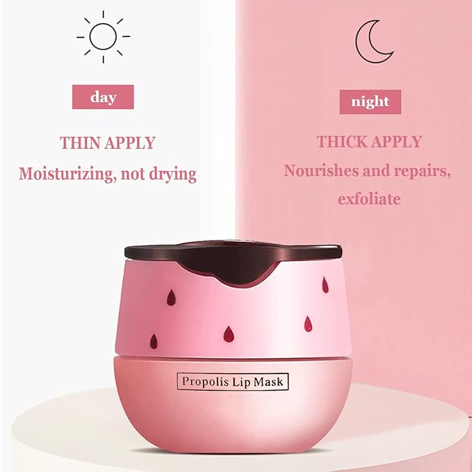 Honey Lip Balm Pot, Propolis Lip Mask, Strawberry Hydrating Propolis Lip Sleeping Mask, Prevent Dry&Cracked, Lip Repair Nourishes the Lip Skin (Strawberry)