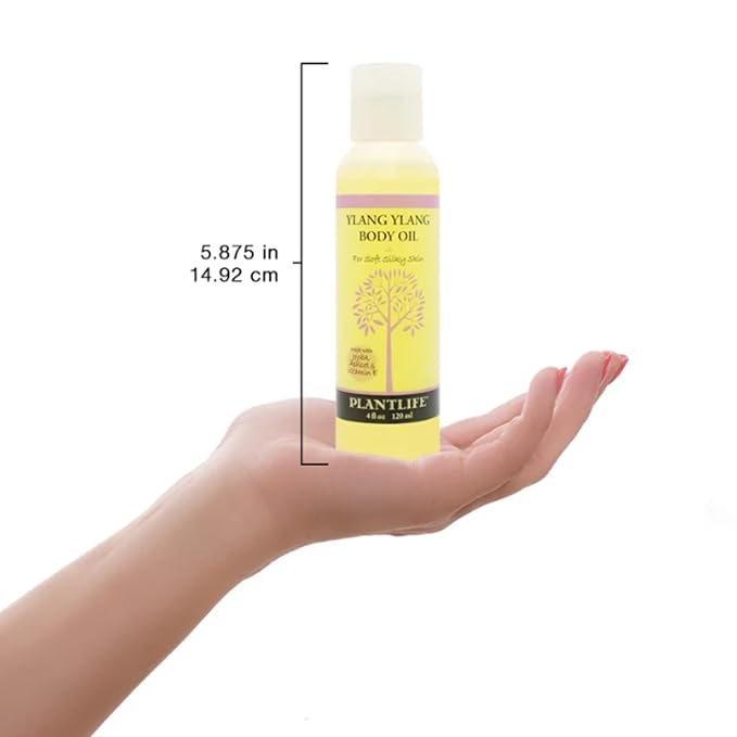 Plantlife Ylang Ylang Body Oil - Moisturizing Natural Body Oil for All Skin Types - Nourishing Dry Skin and Making It Feel Soft and Silky for Women & Men - Bath, Body & Massage Oil - 4oz