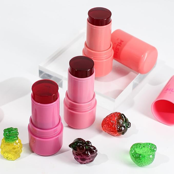 Cooling Water Jelly Tint,Jelly Blush Stick,Long Lasting Milk Jelly Blush Stick-1,000+ Swipes Per Stick,Jelly Texture Moisturising,Buildable Watercolor Finish (B, S)