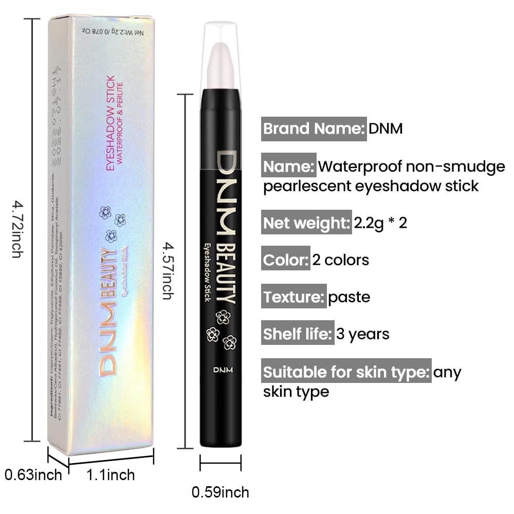 evpct 2Pcs Cream Eyeshadow Brightener Sticks Set for Eyes Waterproof, Champagne Shimmer & Pearl Shimmer Matte Metallic Eye shadow Stick Pencil Pen Bulk sombras en crema para ojos 17 +18