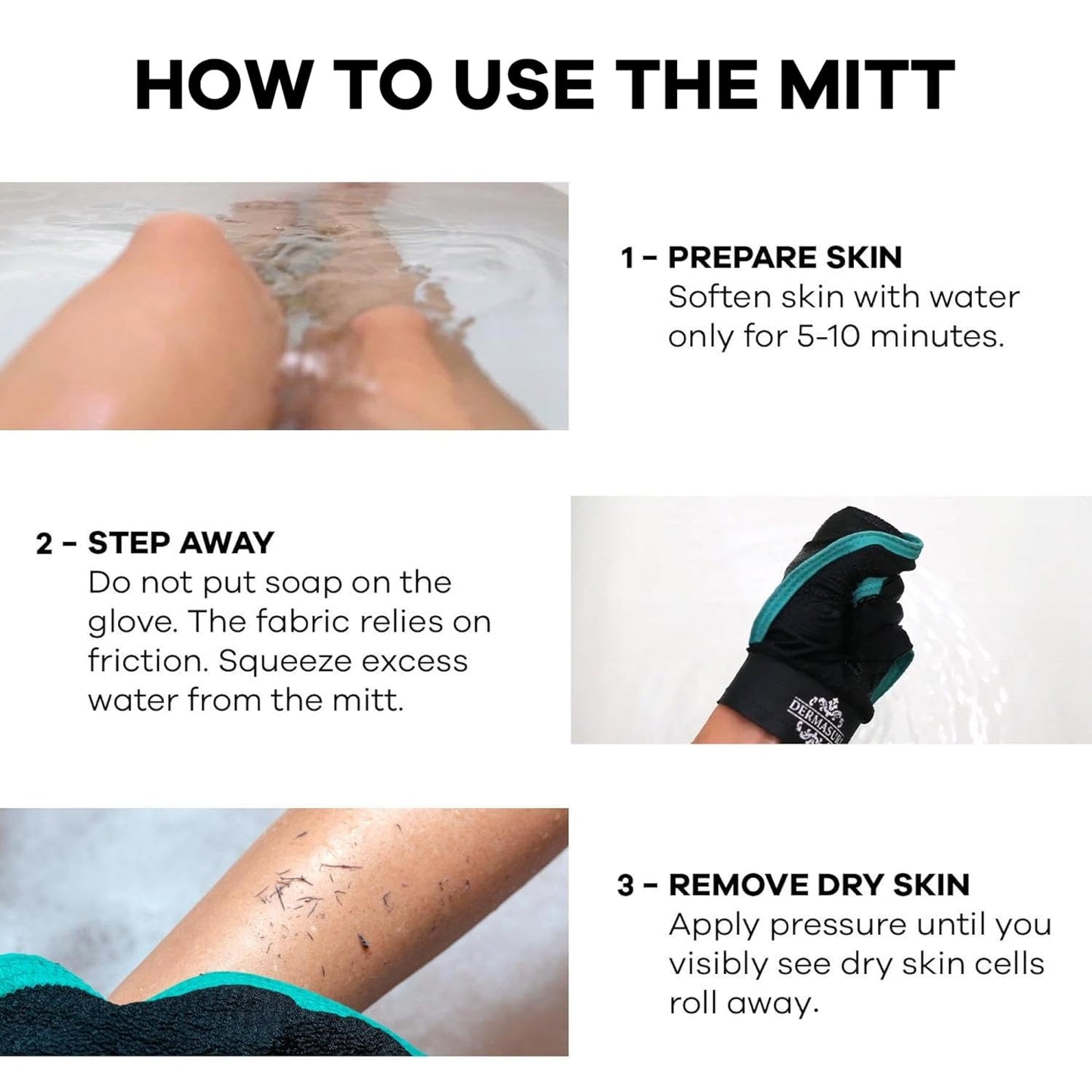 Dermasuri Deep Exfoliating Glove – Korean Exfoliating Mitt, Body Scrubber for Shower, Buffs Dry & Dead Skin, Keratosis Pilaris Treatment, Body Scrub, Skin Exfoliator for Men & Women, Reusable - XL