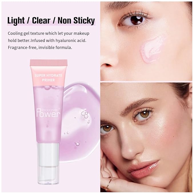 AKARY Gel-Based & Hydrating Face Primer For Smoothing Skin & Gripping Makeup With Hyaluronic Acid, Long-Wear Foundation Face Primer for Oil Control, Pores Fine Lines Minimizer, 0.81 Fl Oz, 01 Clear