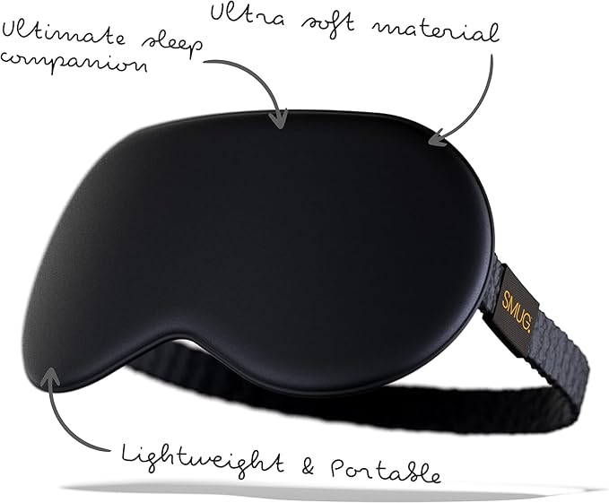 SMUG Satin Sleep Mask & Eye Mask - Deep Dream Sleep Masks for Women & Men - Soft Sleeping Eye Mask to Nourish Skin, & Reduce Dark Circles - Eye Sleep Mask to Block Out Light - Black 3-Pack