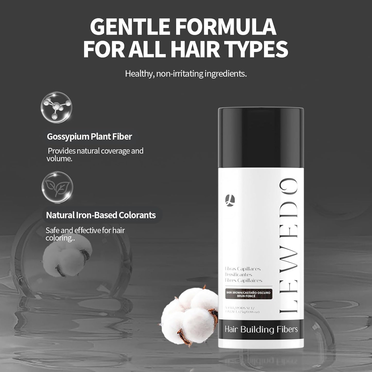 Hair Building Fibers - Instant Volume for Thinning Hair, Natural Appearance with Electrostatic Adsorption,Plant-Based, All-Day Hold, 25G Dark brown