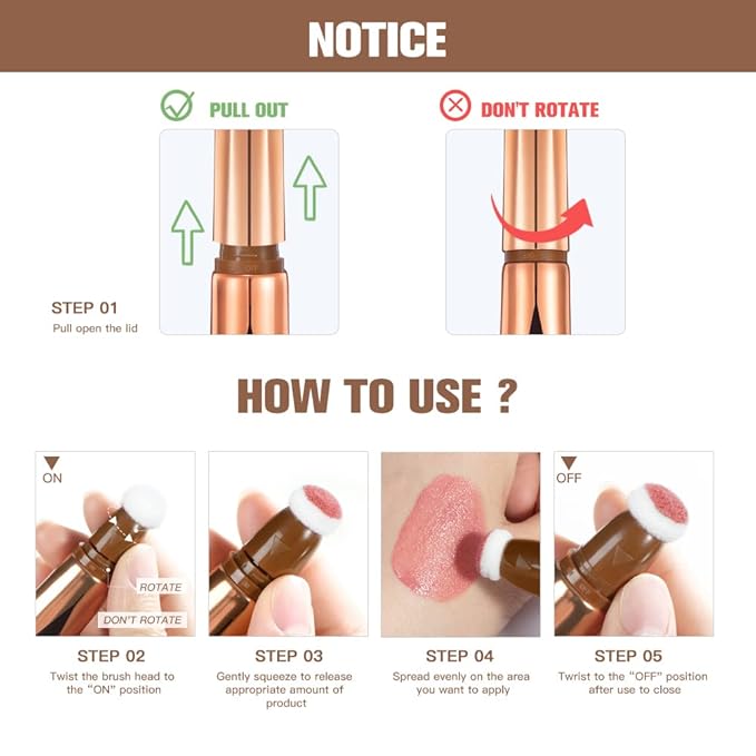 Liquid Blush Stick, Beauty Stick, Cream Blush, Liquid Blush For Cheeks, Beauty Blush Stick With Cushion Applicator, Multifunctional Makeup Beauty Stick (02#)