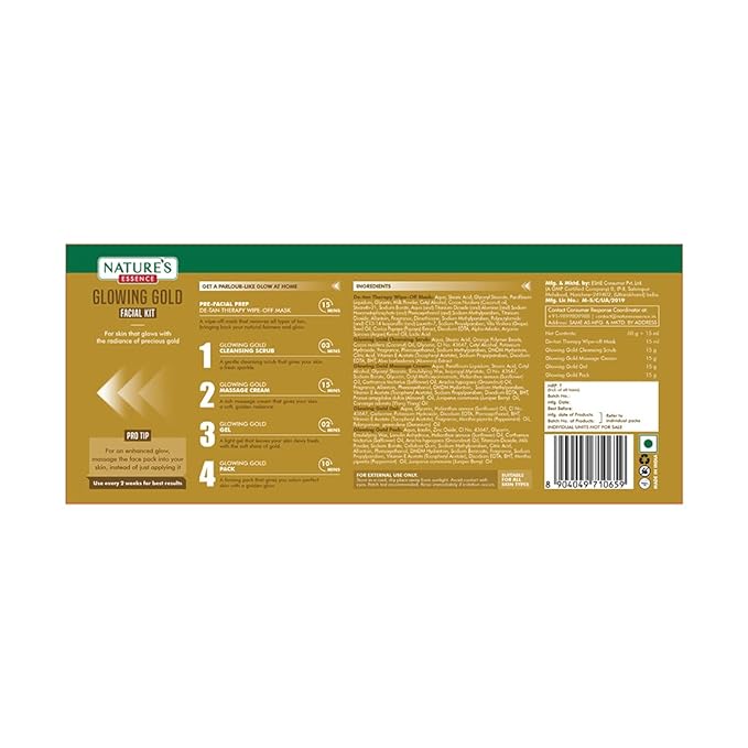 Nature's Essence Glowing Gold Facial Kit (60Grams+15ML)