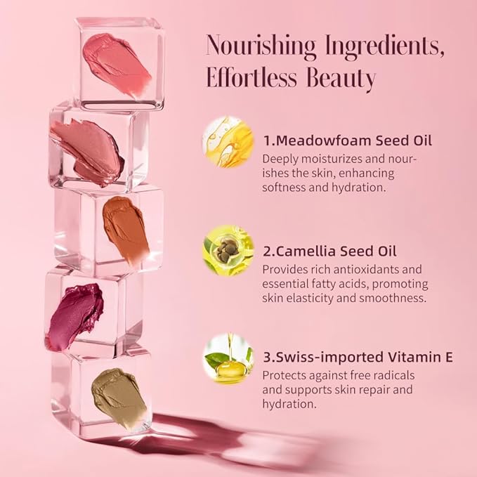 Multi-Use Makeup Cream Blush Stick, Unidollss 3-in-1 Buildable Blush Stick for Cheeks, Eyes, and Lips, Hydrating formula, All day wear, Easy Application with Thumb Puff Included (02 INFATUATION)