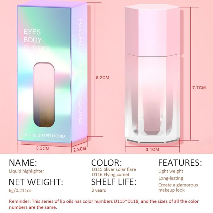 evpct Light Liquid Face Highlighter Makeup Waterproof Long Lasting Pearl White & Mermaid Pink Glimmer Glow Sparkly Glitter Body Shimmer Oil Luminizer Stick Highlight Illuminator for Face Cheek Eyes