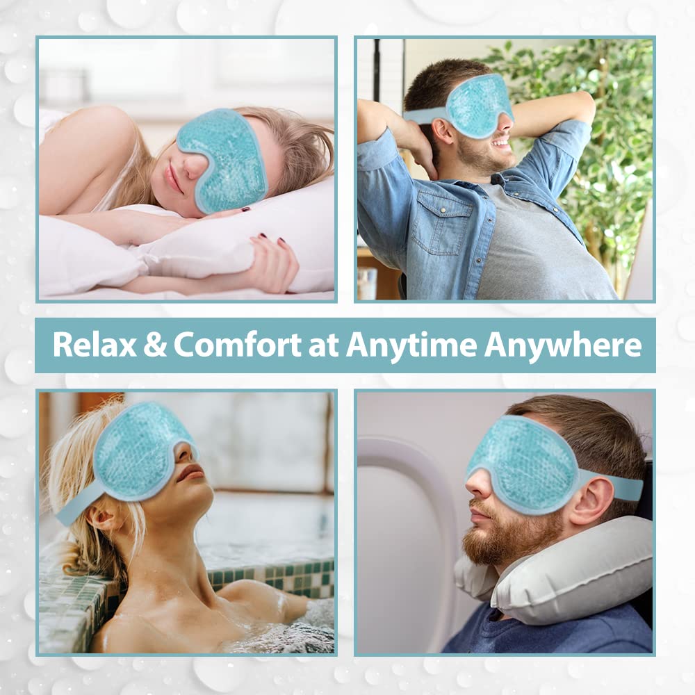 NEWGO Cooling Eye Mask Eye Ice Pack Cold Eye Mask for Puffy Eyes, Post Eye Surgery, Tired Eyes, Reusable Gel Eye Mask for Dark Circles, Migraines, Stress Relief, Itchy Eyes - Blue