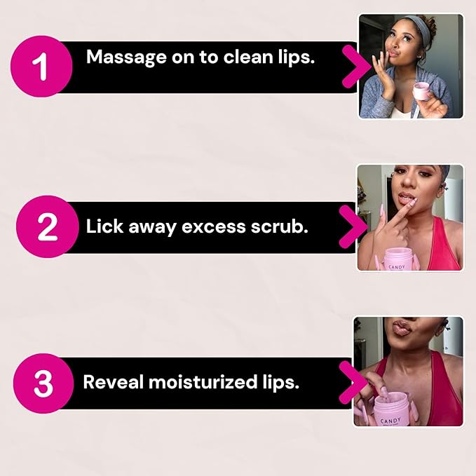 Minimo Candy Lip Exfoliator Scrub & Moisturizer - Lip Scrubber Exfoliator- Lip Brightening For Dark Lips Smoker| Removes Dead Skin from Dry Chapped Lips - Nourishes & Hydrates(1 oz) Pack Of 2