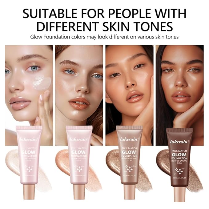 Full Match Glow Foundation, Enhance Foundation Natural Glow, Professional Coverage for a Flawless Look (Light, Large)
