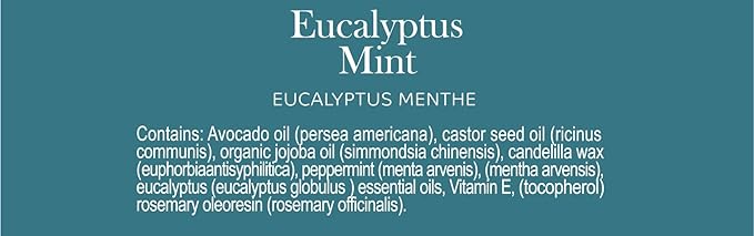 ALIDA PURE Eucalyptus Mint Lip Balm Collection, Vegan, Lip Balm, Beeswax Free, with Avocado Oil, Organic Jojoba Oil, and Vitamin E, Natural Moisturizer for Dry, Chapped Lips, 3 Tube Set