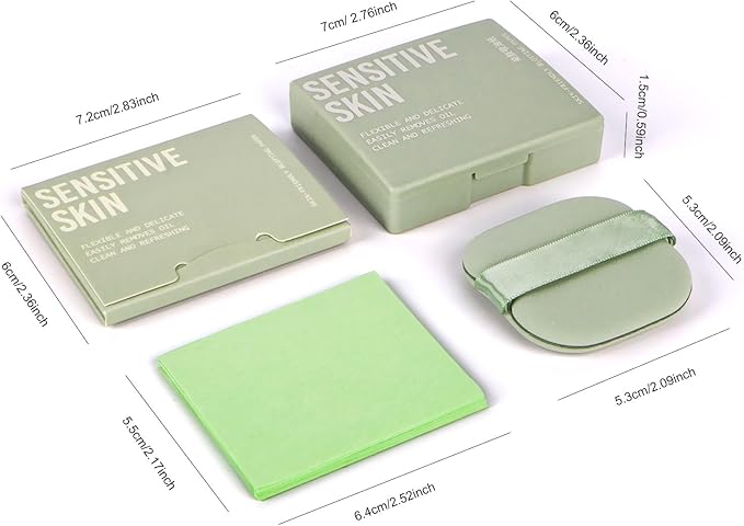 KYDA 200 Sheets Oil Blotting Paper with Mirror and Puff, Refills Included, Face Oil Absorbing Sheets, Oil Control Paper, Absorb Excess Oil, Makeup Friendly