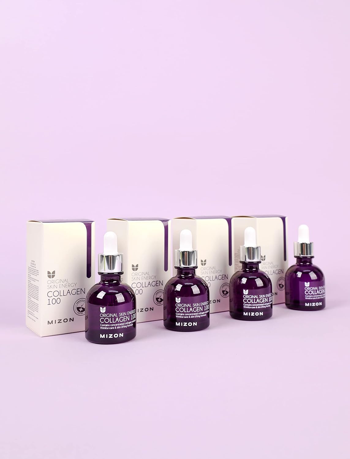 MIZON Collagen 100 Korean Ampoule with Concentrated Marine Collagen Elasticity Booster Serum Peptides Deep Hydration (1.01 fl. oz)