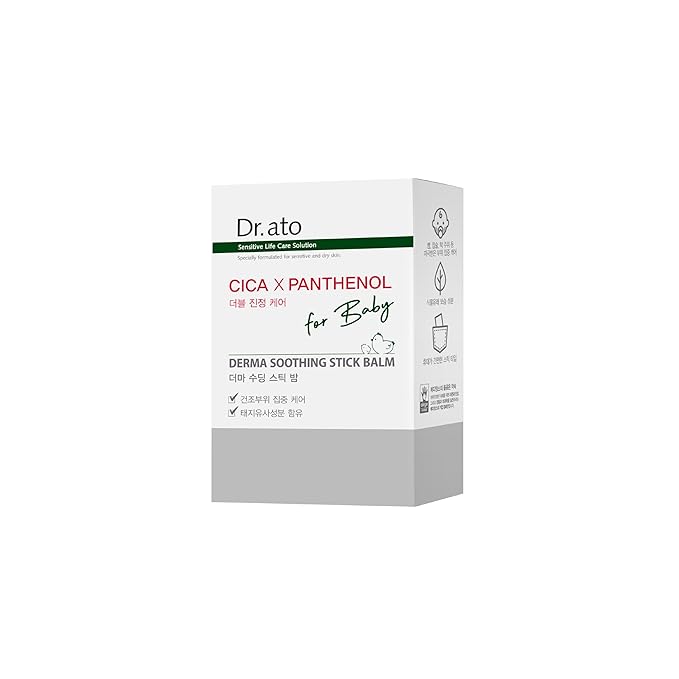 Dr. ato Healing Serum Stick for Dry Face Skin, Chapped Lips, Neck, Elbows, and Knees, Fragrance-Free, Derma Moisturizer Stick with Shea Butter (0.62 Oz)