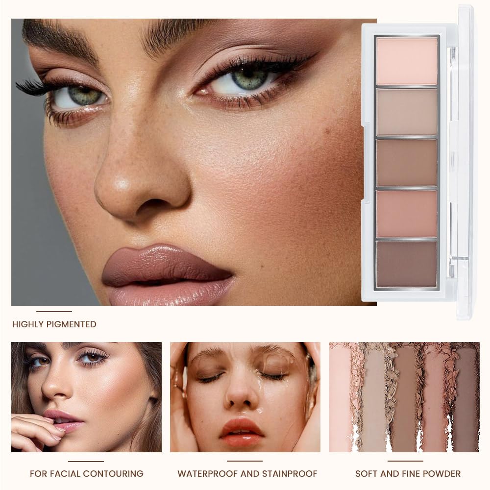 Warm Neutral Rose Brown Eyeshadow Palette โ 5 Matte Shades, Soft Pink to Chocolate, Velvety Finish, Natural Everyday to Romantic Eye Looks, Blendable & Travel-Friendly Makeup for Brown Eyes 02#