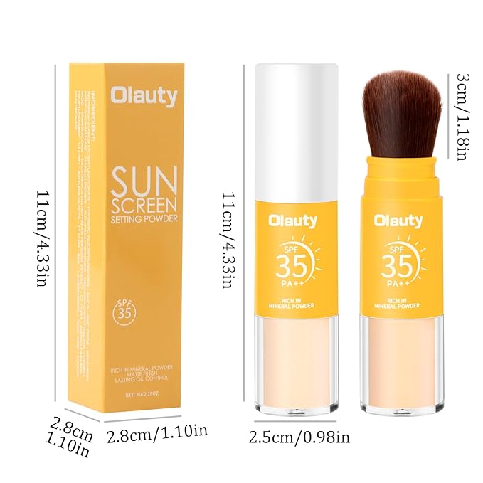 Mineral Sunscreen Setting Powder, Mineral Brush Setting Face Powder Makeup SPF 35 PA Oil Control Natural Matte Finish, Lightweight Breathable Concealer Brush Powder (Translucet, 8g)
