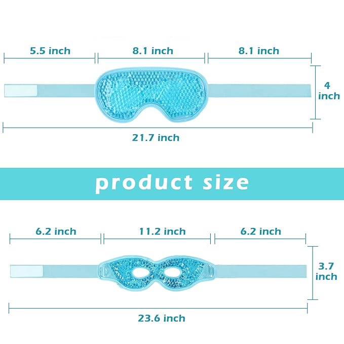 Permotary 2PCS Gel Eye Mask Reusable Hot Cold Compress Pack Eye Therapy,Therapeutic Gel Eye Spa Pad for Puffiness/Dark Circles/Eye Bags/Dry Eyes/Headaches/Migraines/Stress Relief-Green&Blue