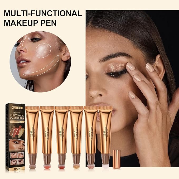 Contour Beauty Wand, Liquid Face Concealer Contouring Highlighter Blusher Stick with Cushion Applicator, Long Lasting Smooth Natural Matte Finish, Lightweight Blendable Super Silky Cream Contour Stick (02# Peach Pink)