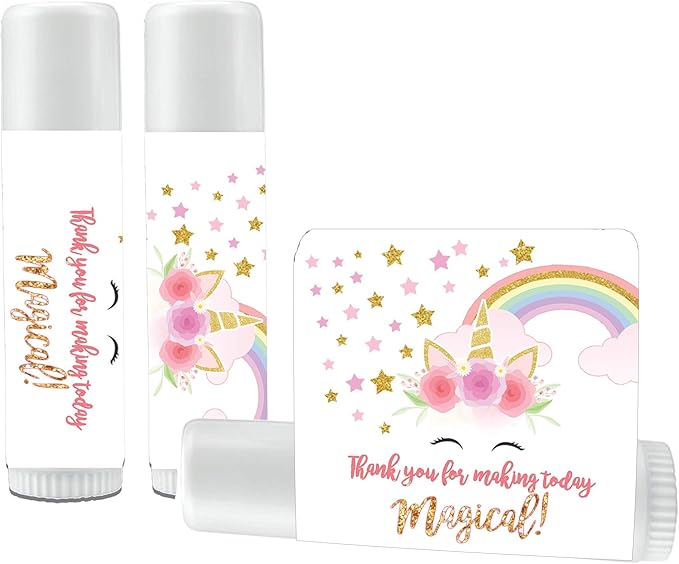 12 Unicorn Rainbow Lip Balms - Unicorn Theme Lip Balms - Unicorn Baby Shower Favors - Unicorn Birthday Party Favors - Rainbow Unicorn