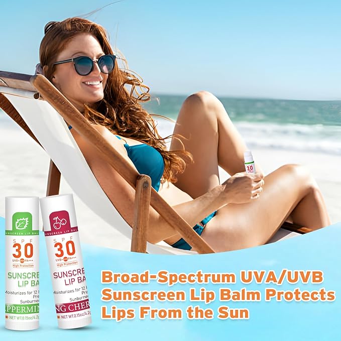 SPF 30 Lip Balm with Sunscreen, SPF Lip Balm Bulk Travel Size-64 Pack, Hydrating Lip Balm Pack with Vitamin E and Coconut Oil- 8 Flavors