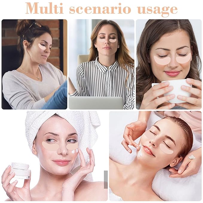 2 Pcs Under Eye Patches Silicone - Reusable Eye Patches, Eye Patches Plump Fine Lines & Wrinkles with Metal Eye Cream Applicator with Metal Eye Cream Applicator