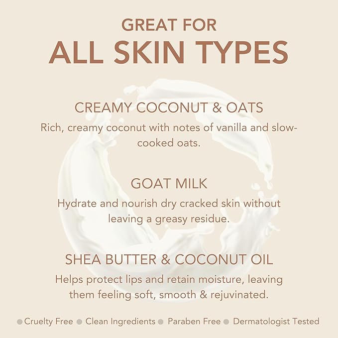 Dionis Goat Butter Overnight Lip Mask & Lip Balm Kit - Goat Milk, Jojoba & Moringa Oils Moisturize & Repair Chapped Lips Overnight while Lip Balm Keeps Moisture Locked In All Day, Creamy Coconut