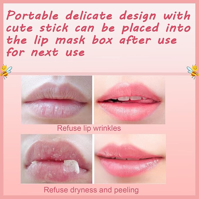 1 PCS Bee Lip Balm Honey Pot, Exfoliating Watermelon Bee Lip Balm Sleeping Lip Mask Overnight with Sticks, Honey Pot Lip Balm Prevention Dry Hydrating and Crack Lip Scrubs