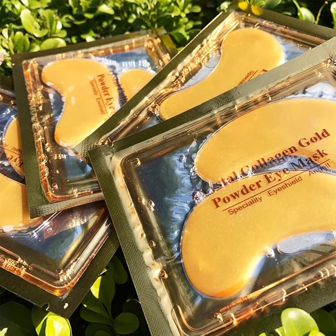 24K Gold Crystal Collagen Under Eye Mask, Anti Aging Hyaluronic Acid Under Eye Patches for Moisturizing & Reducing Dark Circles (15 Pairs)