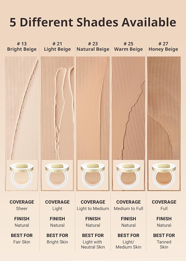 MISSHA Glow Cushion No.25 Warm Beige for Natural Skin Radiant & Moisturizing Skin with Buildable Coverage