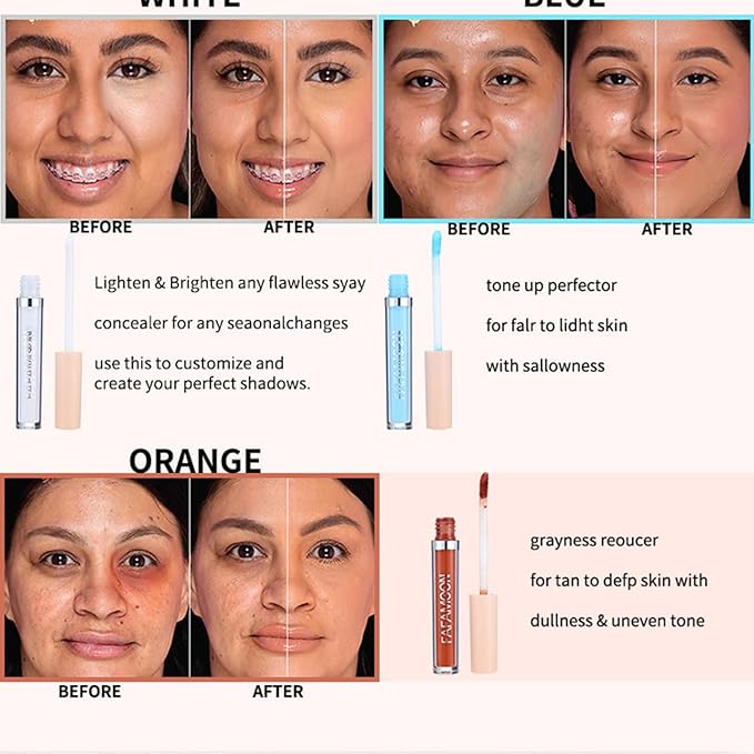 MAEPEOR Liquid Conceal Contour 7 Colors Cream Lightweight Liquid Concealer Contour Makeup for Concealing Blemishes, Brighten Dark Circles (Color 02 Purple)