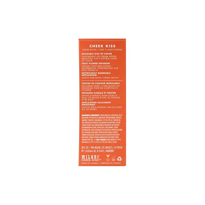 Milani Cheek Kiss Liquid Blush Makeup - Blendable & Buildable Cheek Blush, Lightweight Liquid Blusher and Cheek Color (Cheeky Coral)