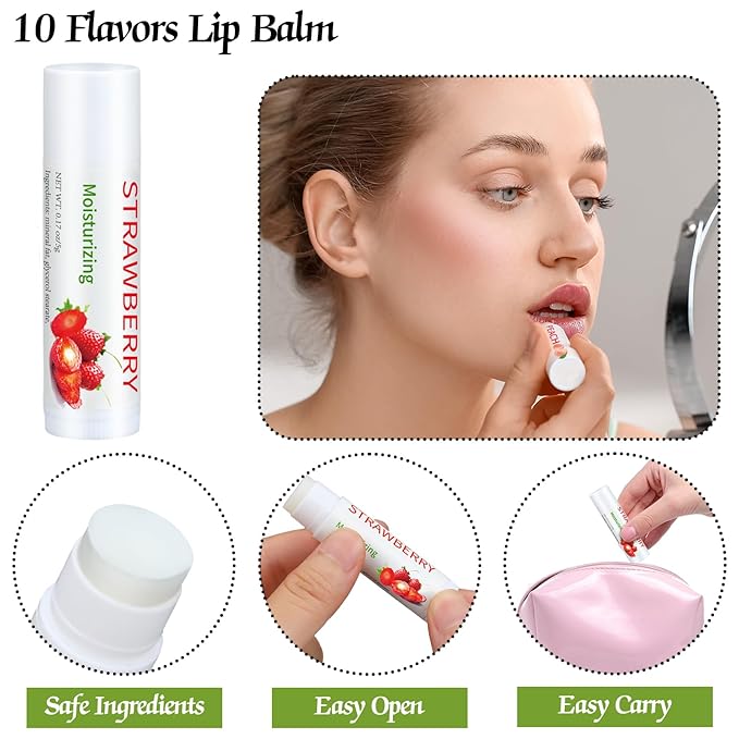 50 Pcs Fruit Flavors Lip Balm Gifts Bulk Small Thank You Gifts for Coworkers Guests Staff Customers Women Adults Wedding Bridal Baby Shower Favors Supplies Souvenirs