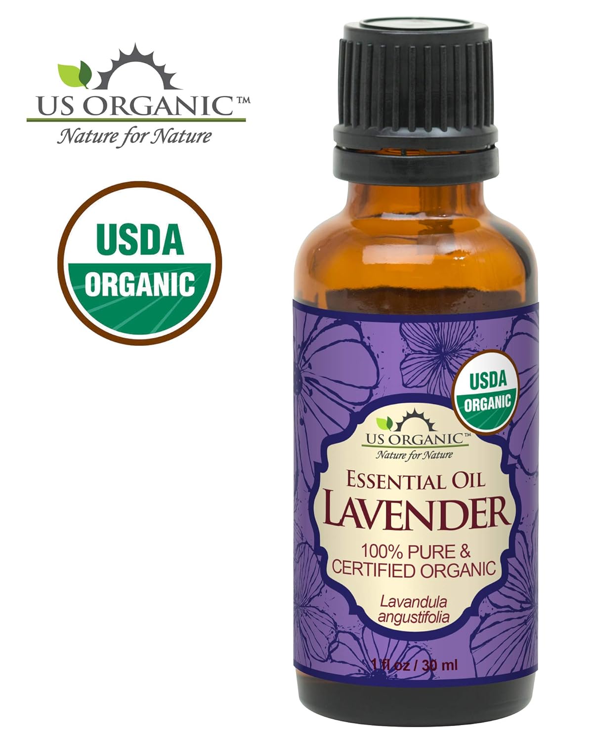 US Organic 100% Pure Lavender Essential Oil, Directly sourced from Bulgaria, USDA Certified Organic, Undiluted, for Diffuser, Humidifier, Massage, Skin, Hair Care, Non GMO, 30 ml