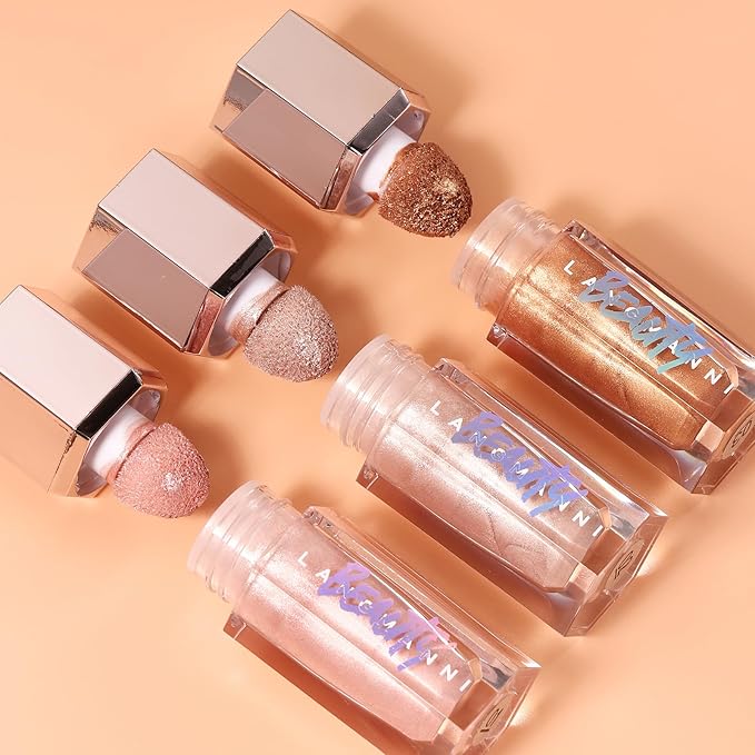 URQT Highly Pigmented Liquid Contour Highlighter - Built-in Sponge Tip Sculpted Complexion Wand Contour Non-Greasy Long Lasting Natural Weightless Buildable Highlighters Contour Contouring Bronzer (#01 ROSE QUARTZ)