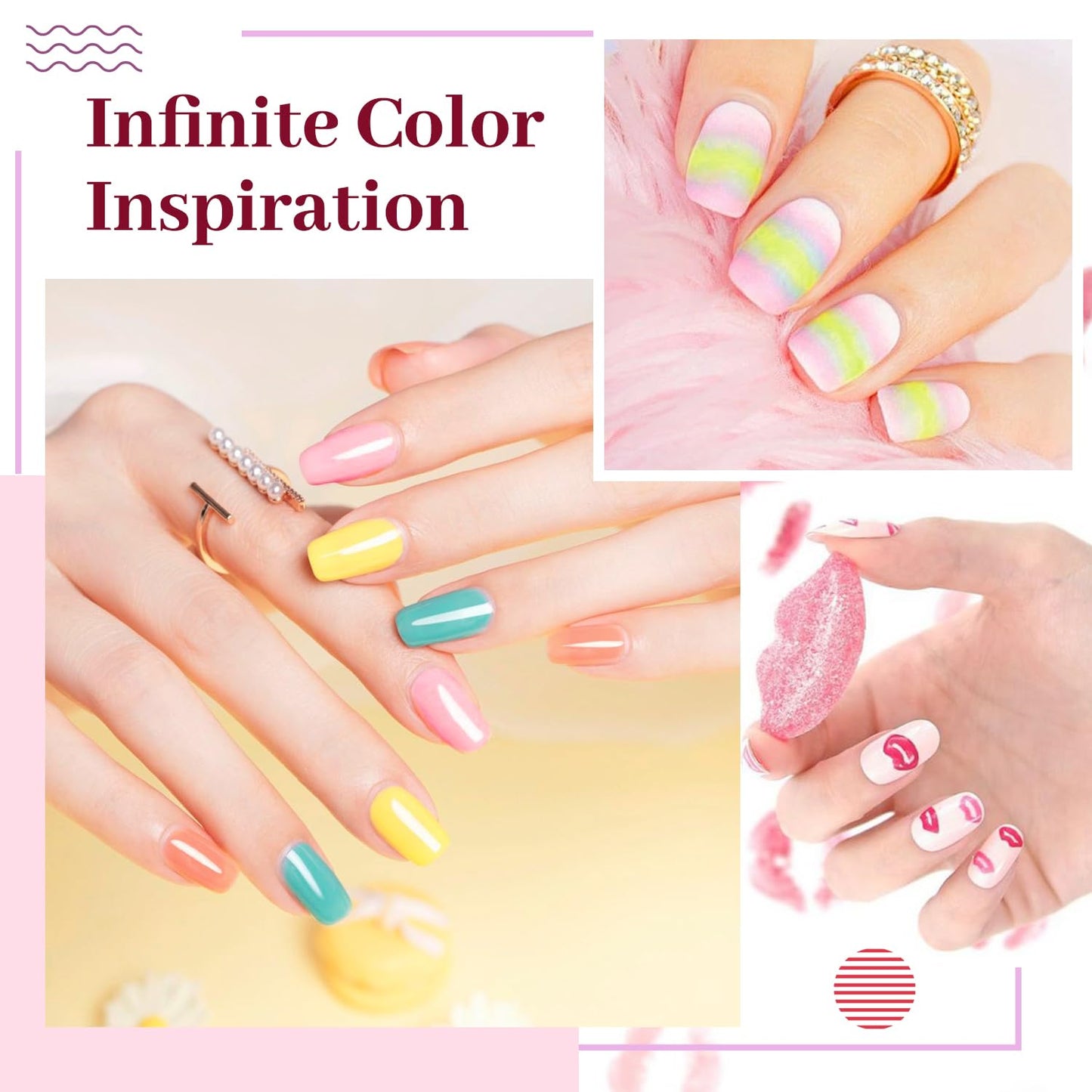 JODSONE 23 PCS Gel Polish Kit Colorful Fashion Classic Nail Gel Set 3 Bottles of Base Coat Matte and Glossy Top Coat