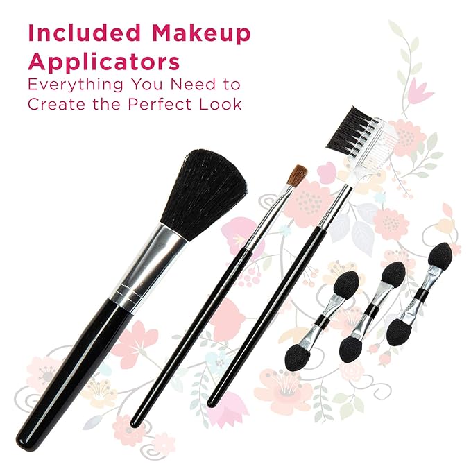 Makeup Kit Set - 32 Eye Shadows 6 Lip Glosses 2 Lip Gloss Wands 2 Lipsticks 1 Face Powder Duo 1 Blush Powder Duo 1 Mascara - Case with Carrying Handle