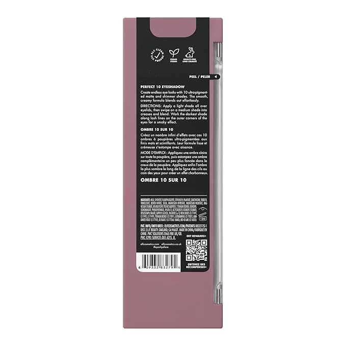 e.l.f. Perfect 10 Eyeshadow Palette, Ten Ultra-pigmented Shimmer & Matte Shades, Vegan & Cruelty-free, Nude Rose Gold (Packaging May Vary)