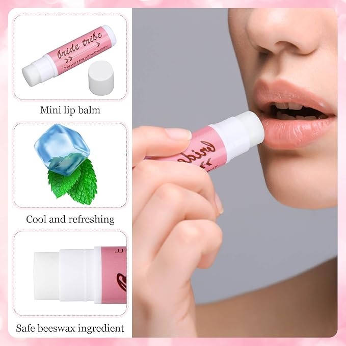 50 Set Bridal Shower Lip Balm Gifts Bulk Wedding Bridal Shower Lip Balms Gifts with 50 Organza Bag 50 Thank Tag Bridal Shower Favors Bridesmaid Proposal Stuffer for Bachelorette Party Supplies