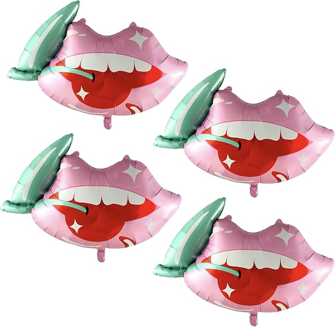 4pcs lip cherry balloons for cherry theme birthday party decorations.summer fruit cherry balloons birthday wedding baby shower supplies