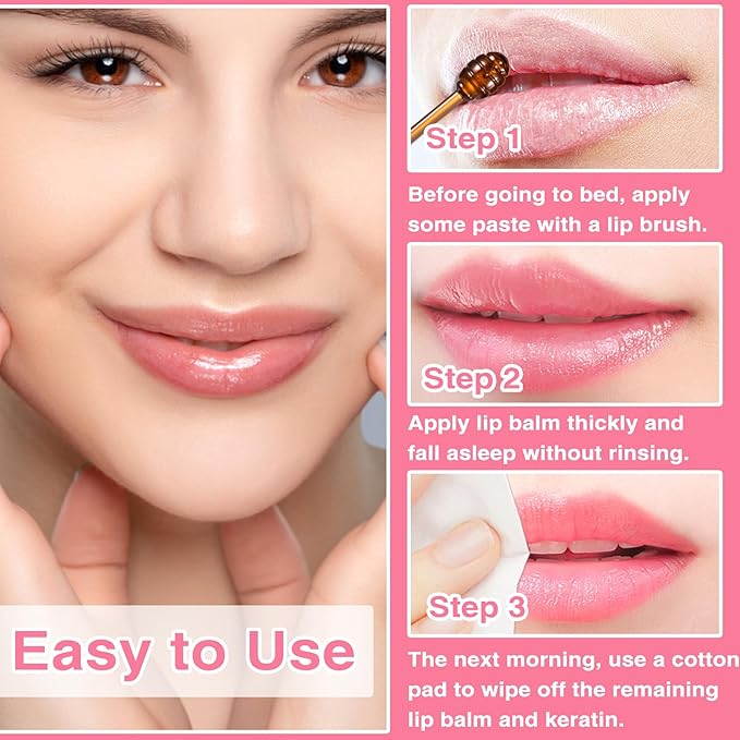 Lip Balm Honey Pot, Honey & Strawberry Lip Mask Propolis Moisturizing Lip Balm with Stick, Hydrating & Prevent Dry and Cracked Lip(2 Pcs)