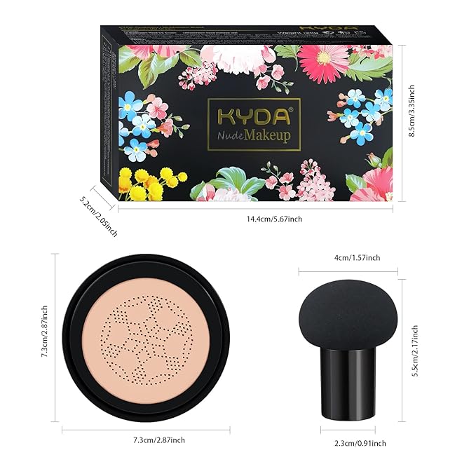 Ownest Mushroom Head Air Cushion BB Cream, Concealer Lasting Nude Makeup Moisturizing Pigment CC Liquid Foundation, Even Skin Tone Makeup Base Primer-Buff Beige
