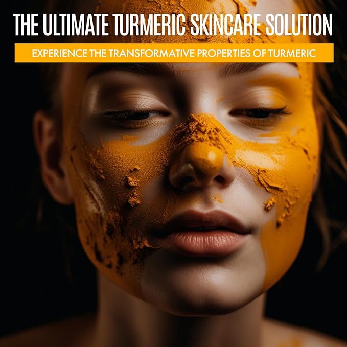 Turmeric Skincare Set - Turmeric Skin Care Products Brightening & Acne - Turmeric Skin Care Kit, Turmeric Skin Care Set - Turmeric Cleanser, Body Scrub, Face Cream & Facial Serum