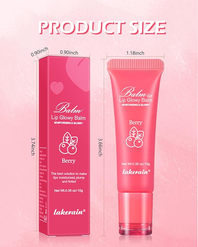 Hydrating Lip Glowy Balm, Ultra-Nourishing Lip Balm for Dry Cracked Lips, Moisturizer Lip Repair Sleeping Lip Mask, Day and Night Lip Care Therapy Treatment, Glossy Smooth Lip Butter Balm-02#Berry