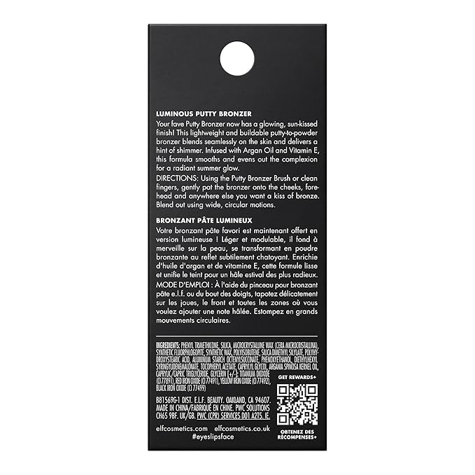 e.l.f. Luminous Putty Bronzer, Lightweight Putty-to-Powder Bronzer For A Radiant, Glowing Finish, Highly Pigmented, Vegan & Cruelty-Free, Seaside Shimmer