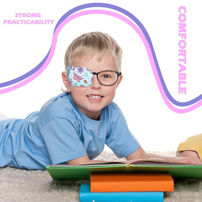 Newcotte 12 Pcs Eye Patch for Kids Girls Boys Reusable Eye Patch for Glasses over the Lens Colorful Eye Patch Toddler Eye Patch Adorable Kids Eye Patches Assorted Eye Patch Cover (Graceful)
