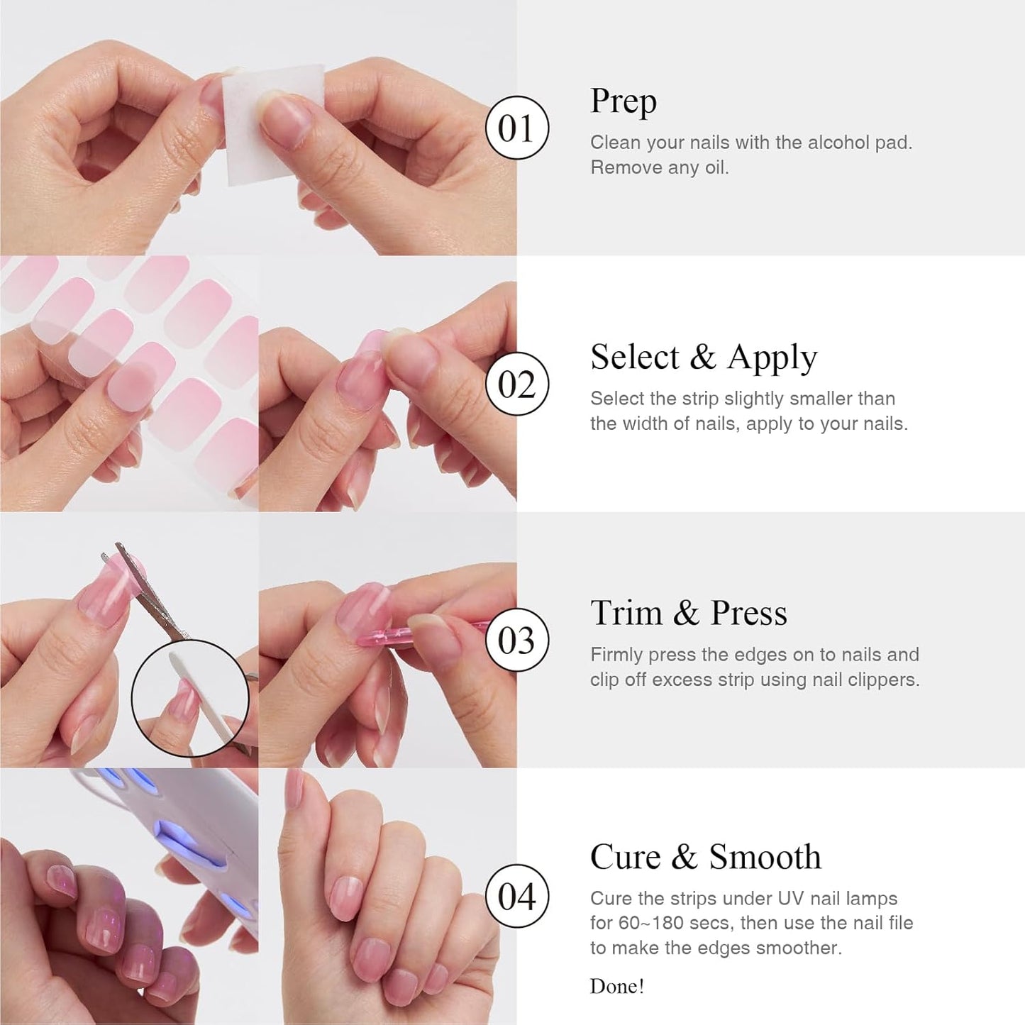 Semi Cured Gel Nail Strips, 20 pcs Gel Nail Stikers, Gel Nail Wraps Semi Cured, Salon-Quality, 2 Weeks Long Lasting, Daisy Murmurs